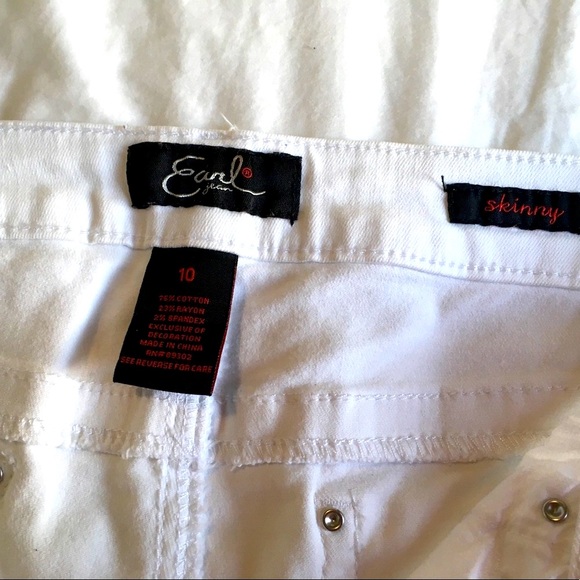 Earl Jeans white denim,bling on back pockets & front,SZ 10,Excellent condition - Picture 7 of 8
